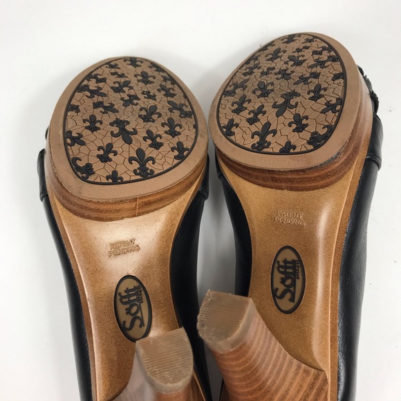 Sofft Mabel Black Leather Platform Peep Toe Heels - Picture 8 of 8